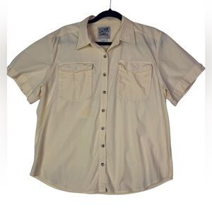 TravelSmith Women’s Button-Up‎ Short Sleeve Shirt Yellow Size L